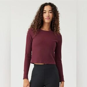 Outdoor Voices Superform Ribbed Long-Sleeve Crop Top Size XXL